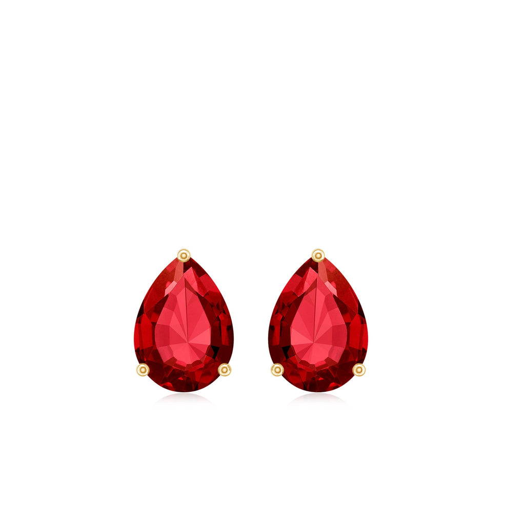 2 Carat Lab Created Ruby Teardrop Stud Earrings for Women