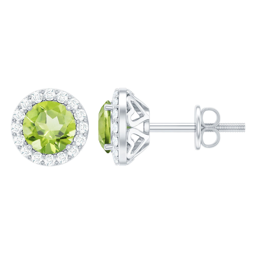 Classic Peridot and Diamond Stud Earrings For Women