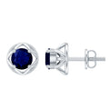 Blue Sapphire Solitaire Vintage Stud Earrings
