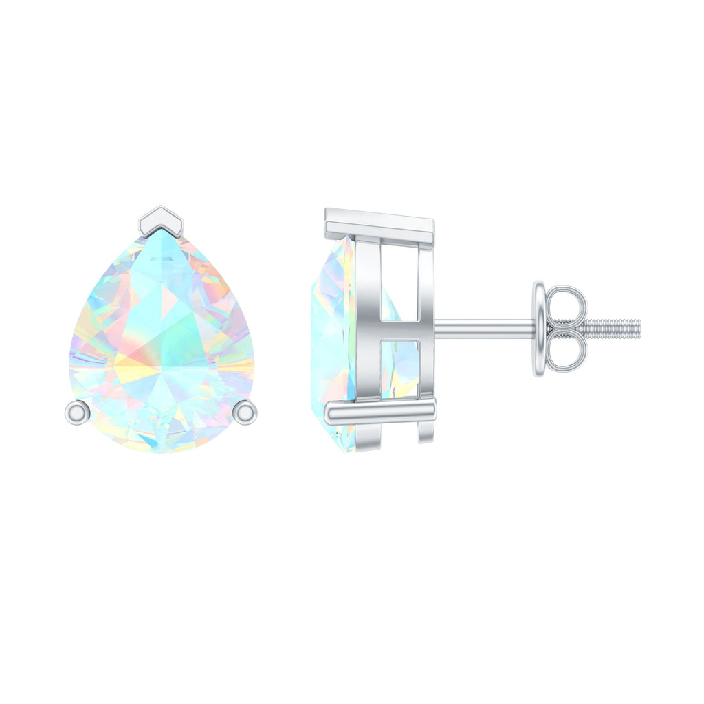 Pear Cut Ethiopian Opal Solitaire Stud Earrings