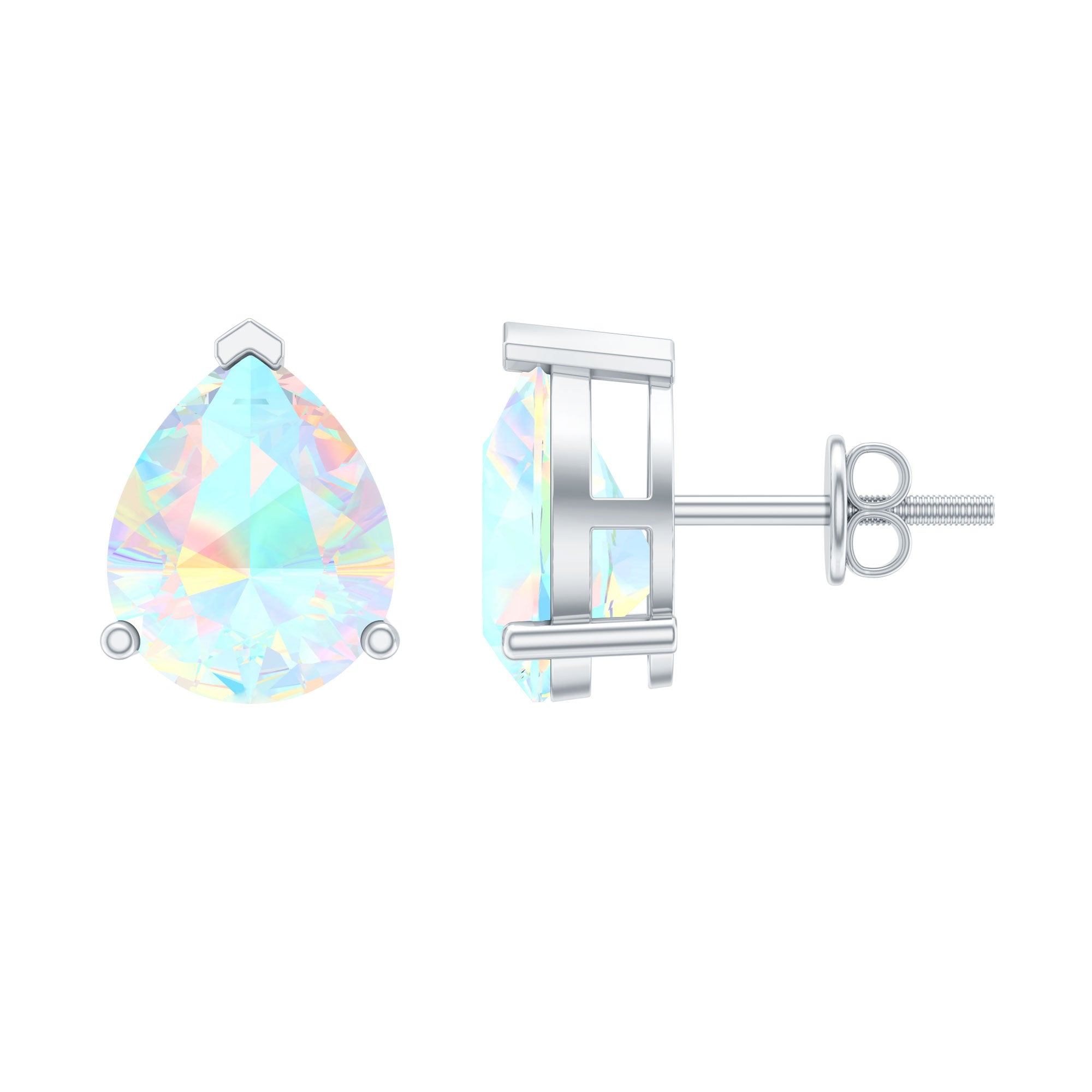 Pear Cut Ethiopian Opal Solitaire Stud Earrings