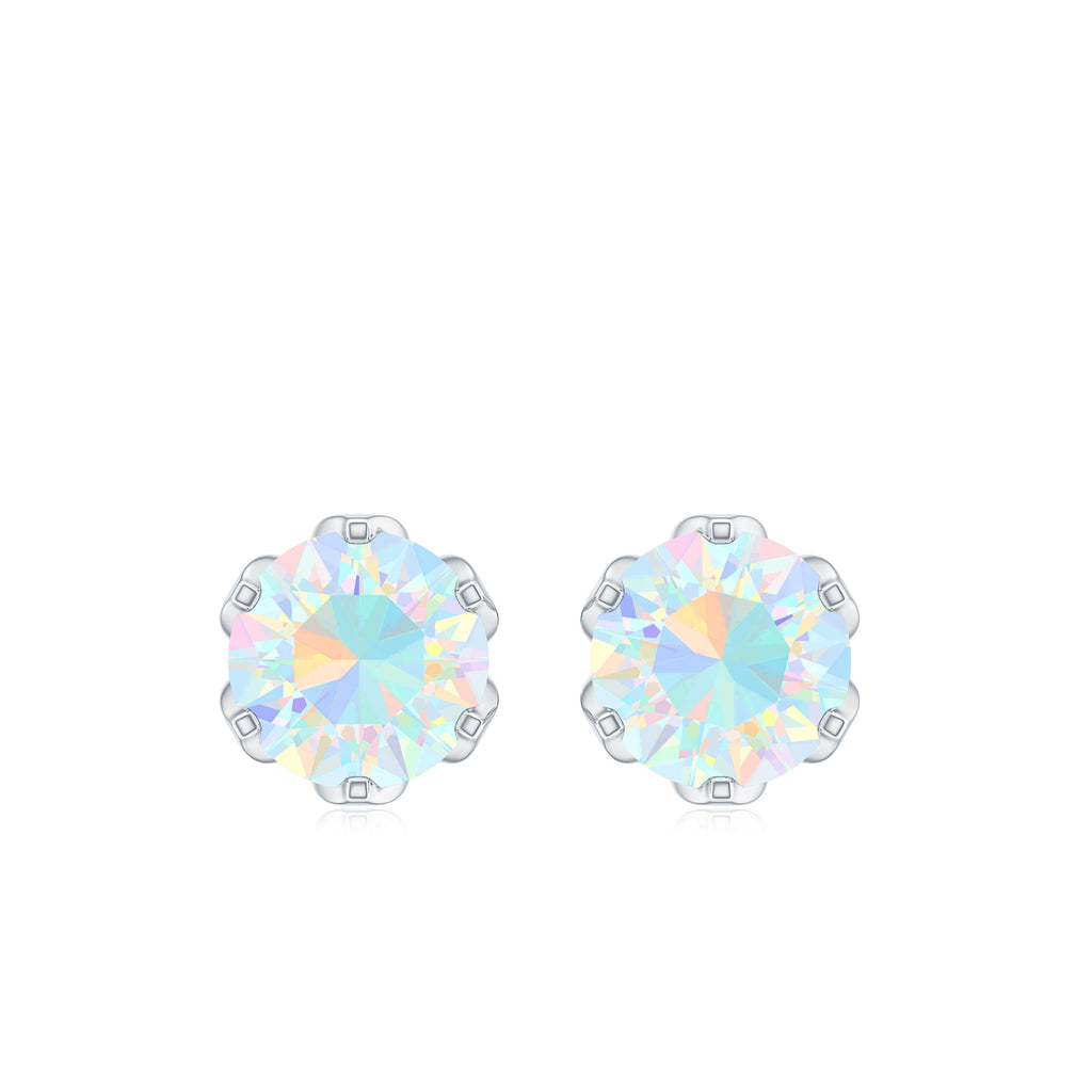 Natural 6mm Opalescent Earrings with Screw Back