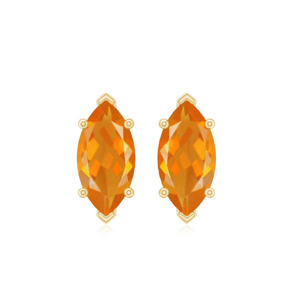 Natural Marquise Fire Opal Stud Earrings with Screw Back