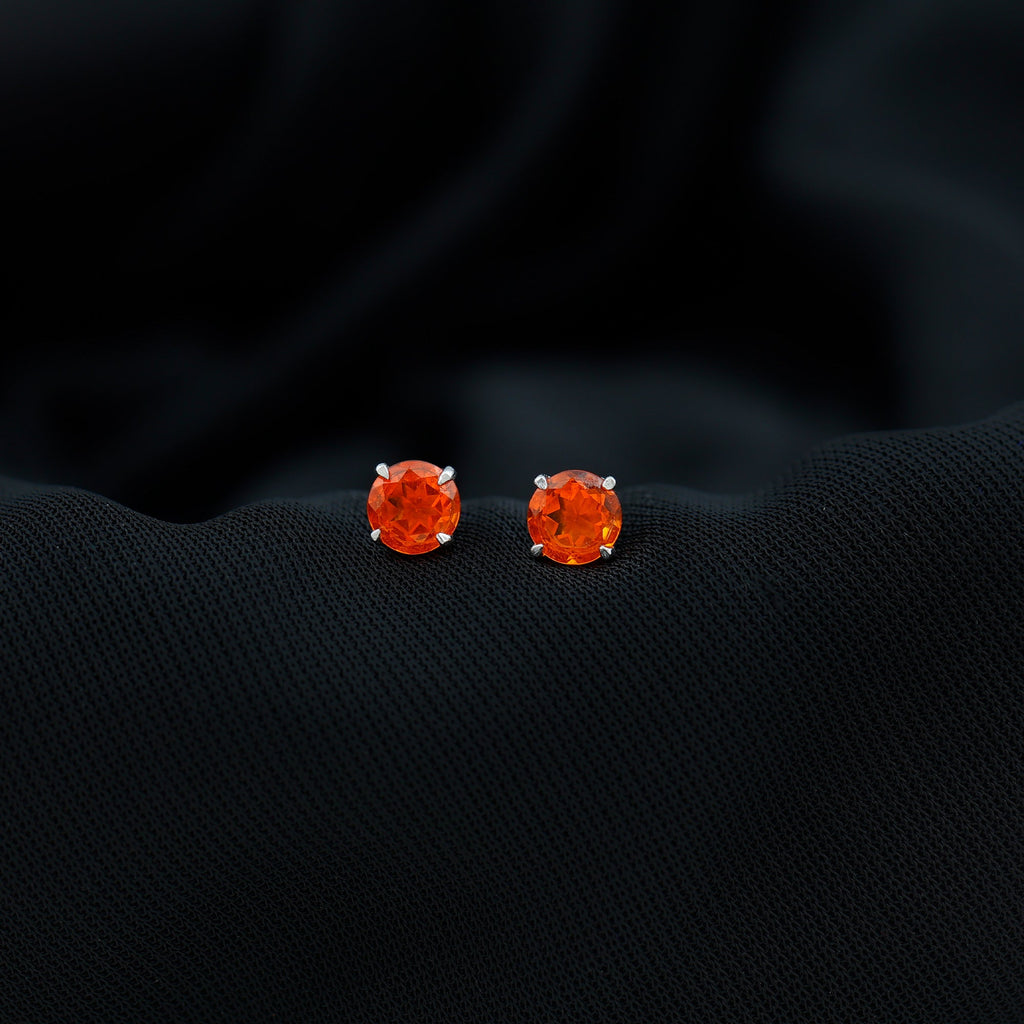 Fire Opal Stud Earrings with Screw on Backs