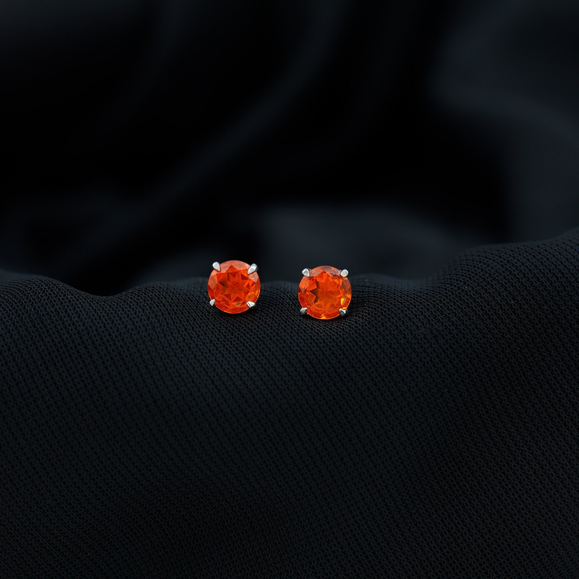 Fire Opal Stud Earrings with Screw on Backs