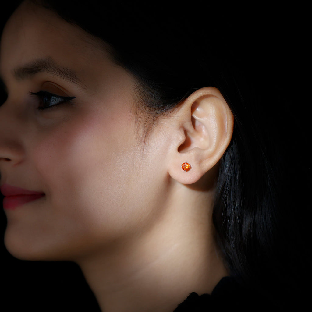 Fire Opal Stud Earrings with Screw on Backs