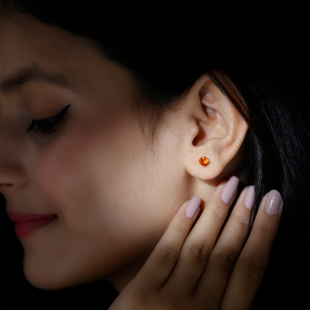 Fire Opal Stud Earrings with Screw on Backs