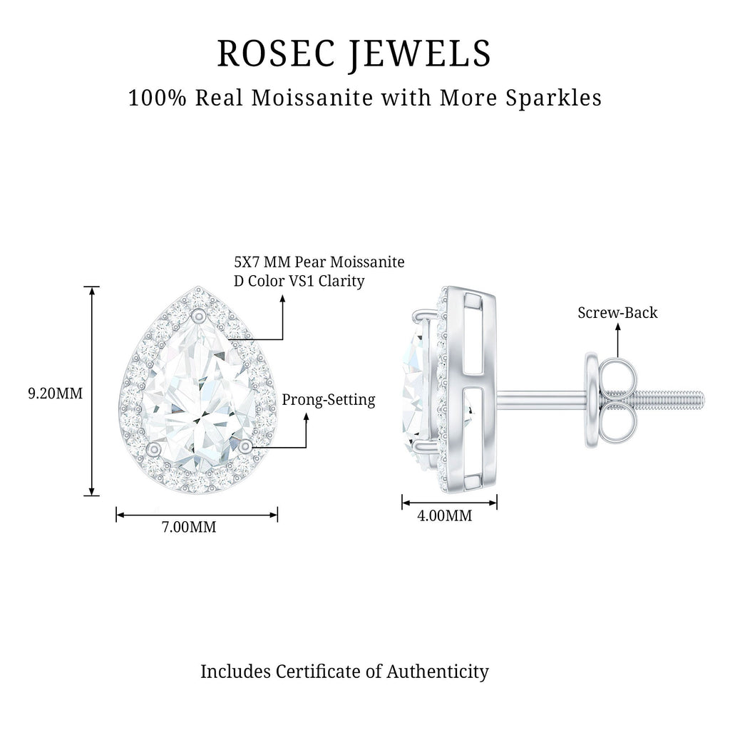 1.75 CT Classic Moissanite Teardrop Stud Earrings with Halo