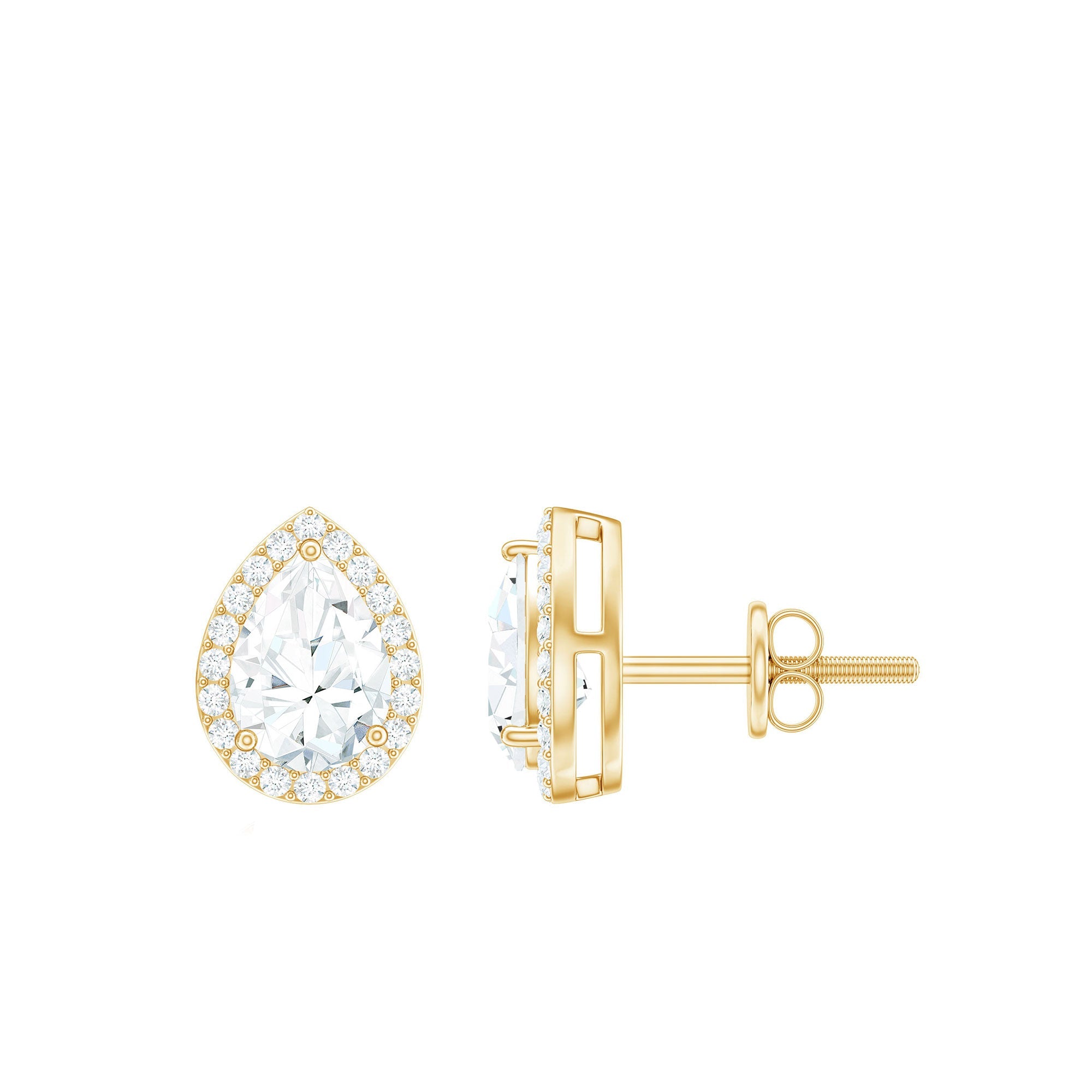 1.75 CT Classic Moissanite Teardrop Stud Earrings with Halo