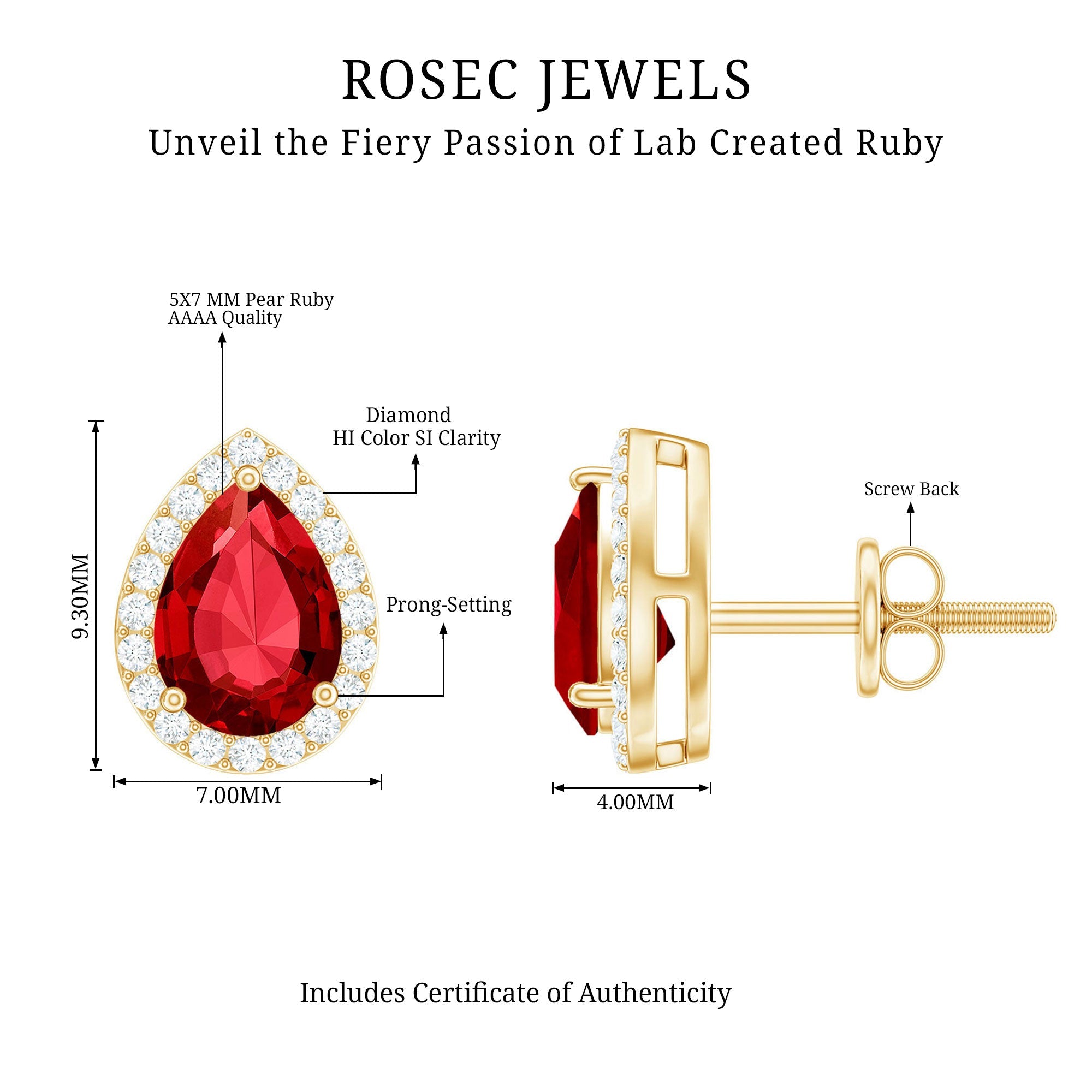Lab Created Ruby Teardrop Stud Earrings with Diamond Halo