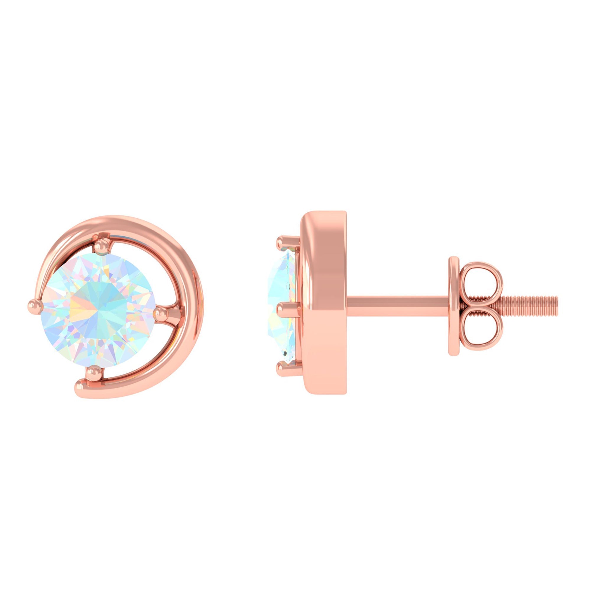 5 MM Prong Set Ethiopian Opal Solitaire Stud Earrings