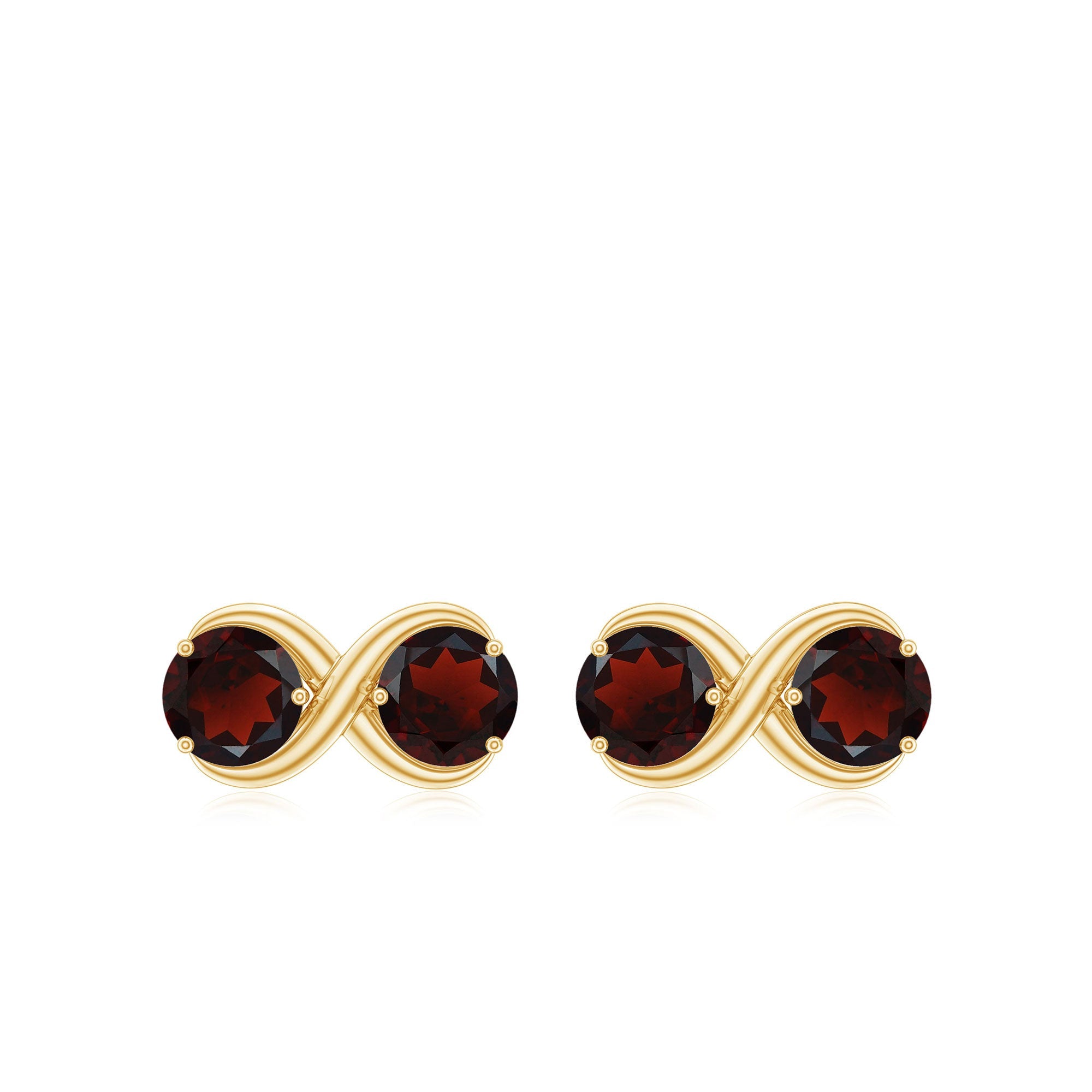Natural Garnet Infinity Stud Earrings with Screw Backs