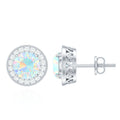1.6 Carat Round Ethiopian Opal and Diamond Halo Stud Earrings
