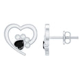 Heart Shape Black Spinel Paw Stud Earrings with Moissanite