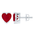 1.3 CT Heart Shape Ruby Solitaire Stud Earrings