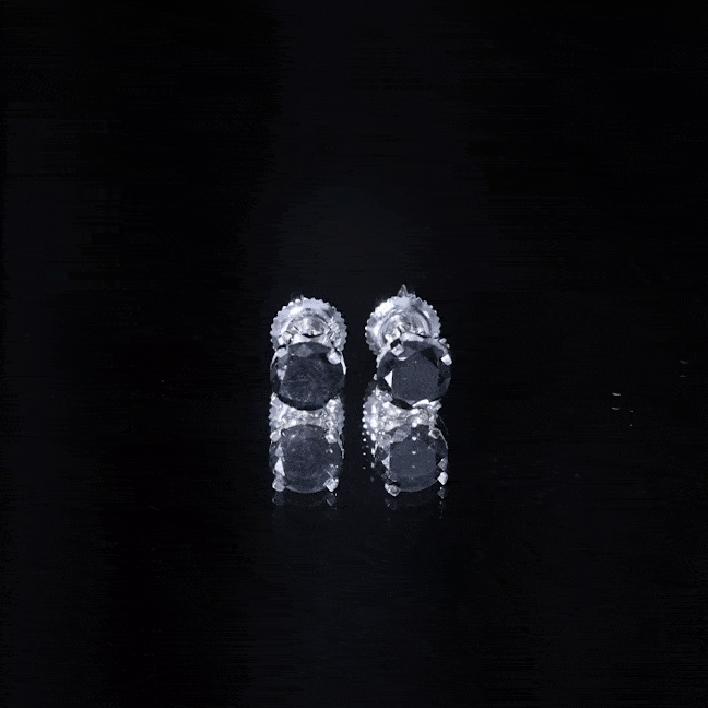3 CT Lab Created Black Diamond Stud Earrings with White Diamond