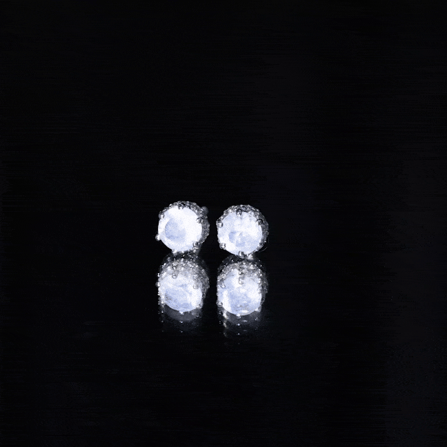 1.25 CT Moonstone Solitaire and Diamond Stud Earrings