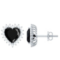 Lab Created Black Diamond Heart Stud Earrings With Moissanite Halo