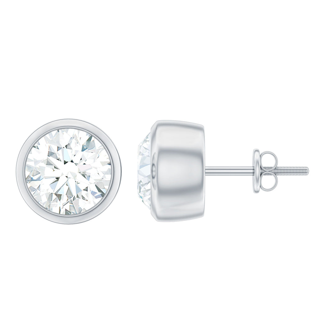 Certified Moissanite Solitaire Stud Earrings in Bezel Setting