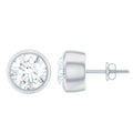 Certified Moissanite Solitaire Stud Earrings in Bezel Setting
