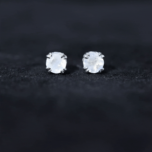 0.74 Carat Moonstone Solitaire Stud Earrings for Women