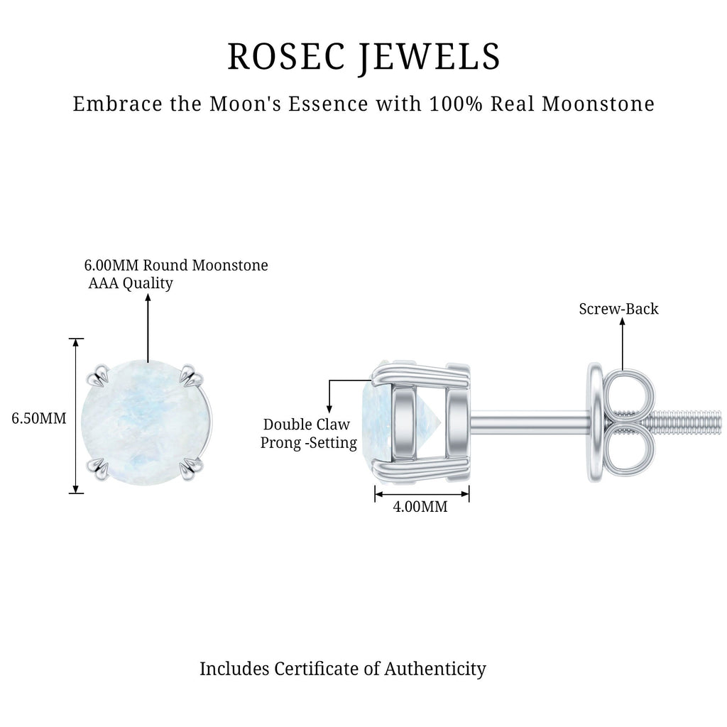 0.74 Carat Moonstone Solitaire Stud Earrings for Women