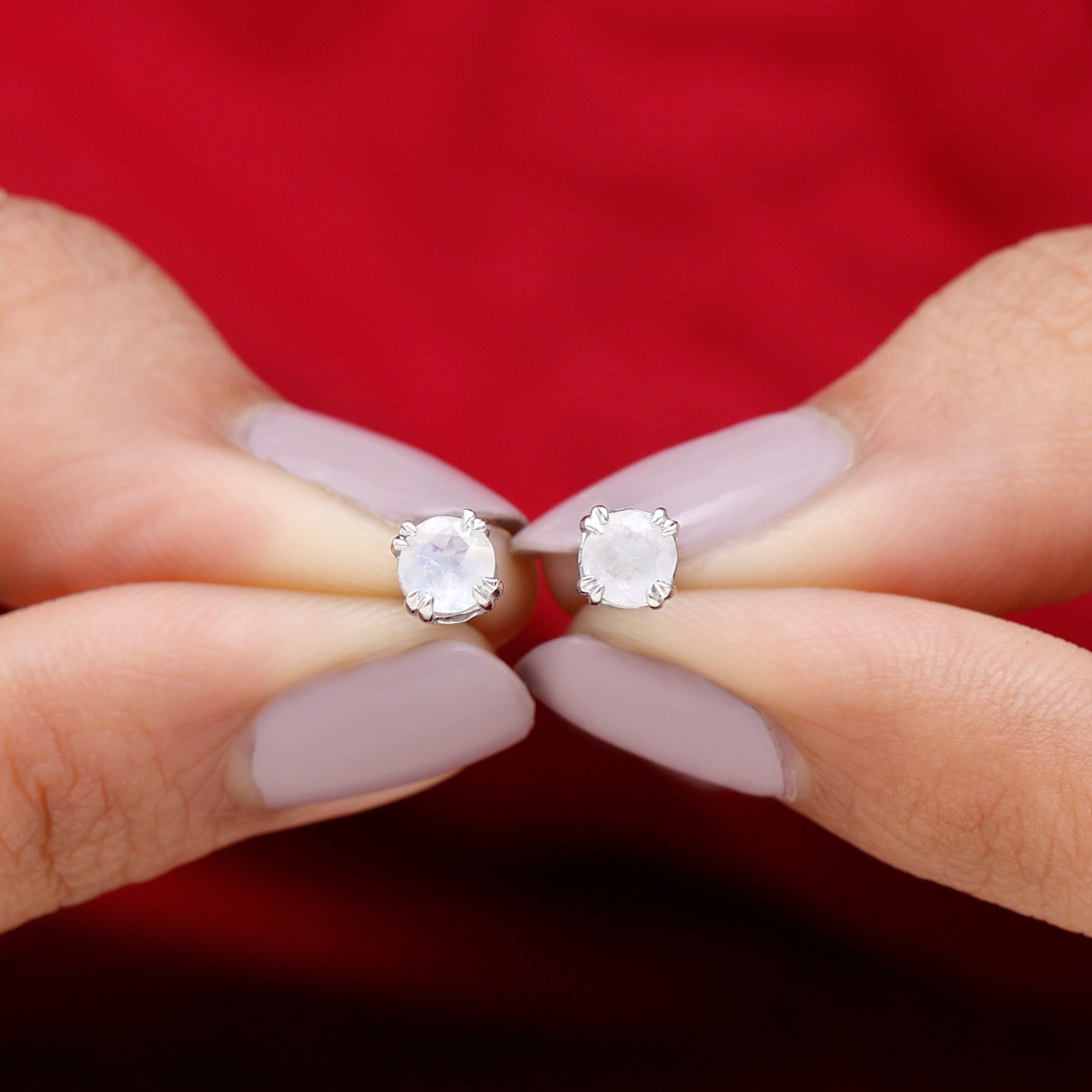 0.74 Carat Moonstone Solitaire Stud Earrings for Women
