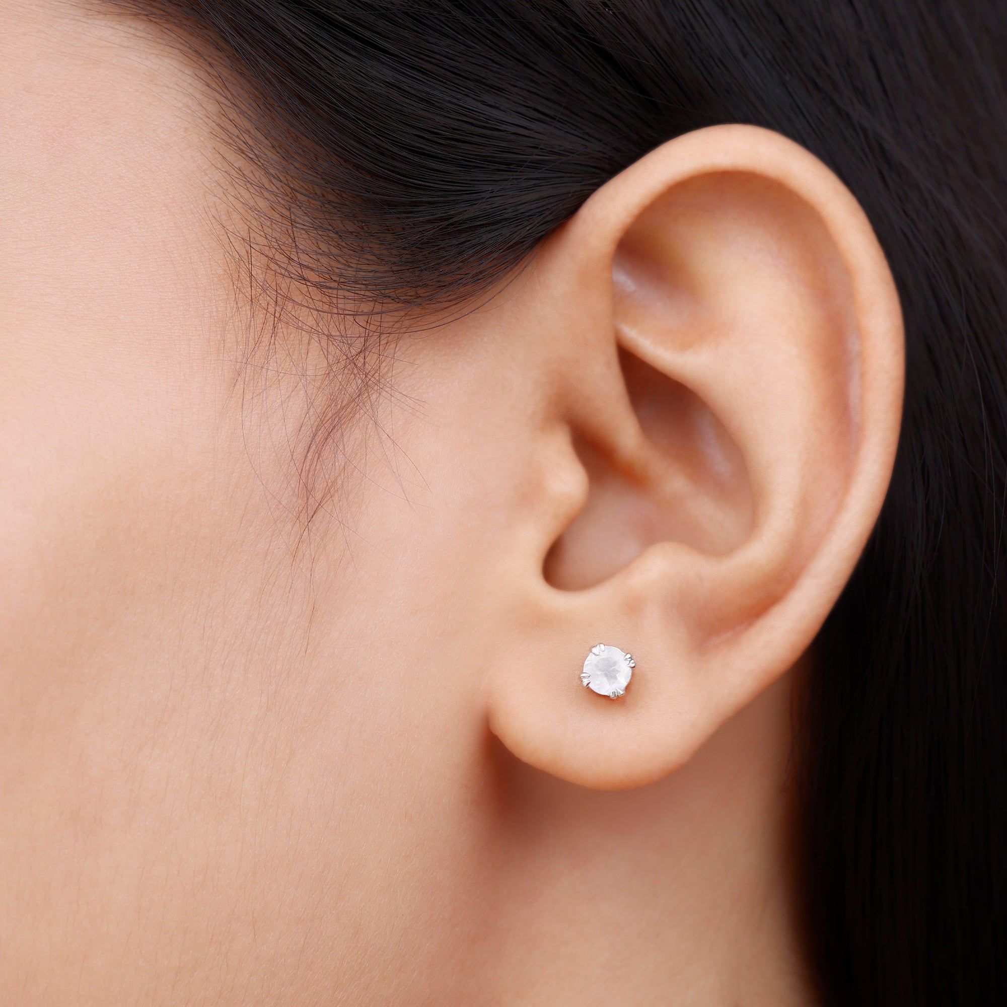 0.74 Carat Moonstone Solitaire Stud Earrings for Women
