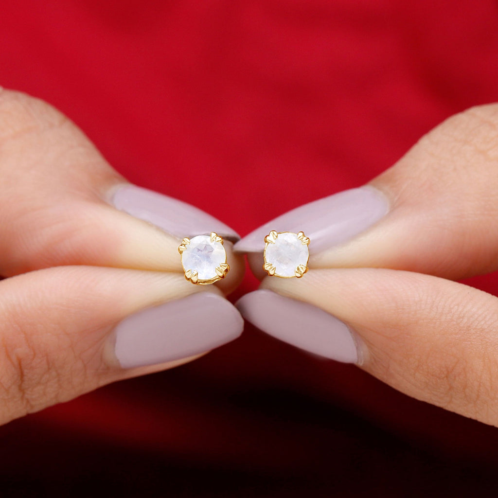 0.74 Carat Moonstone Solitaire Stud Earrings for Women