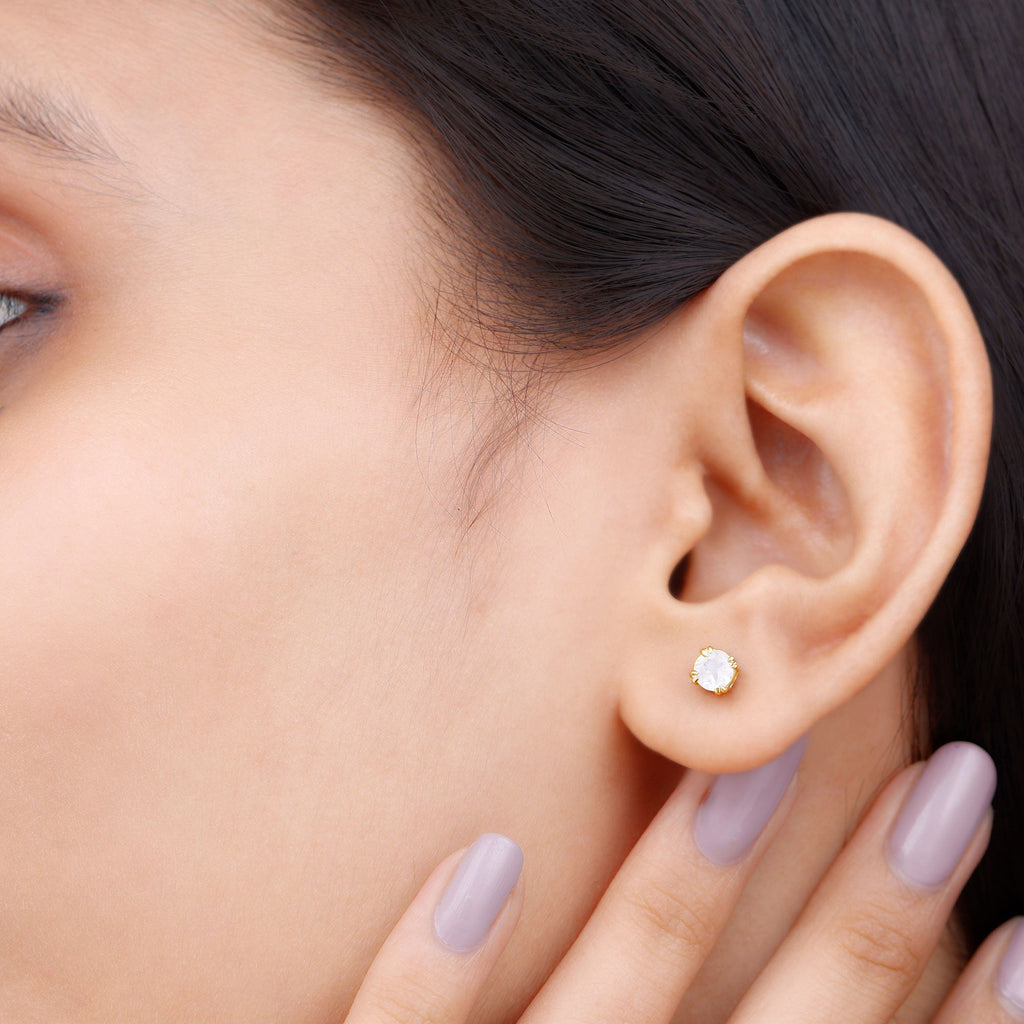 0.74 Carat Moonstone Solitaire Stud Earrings for Women