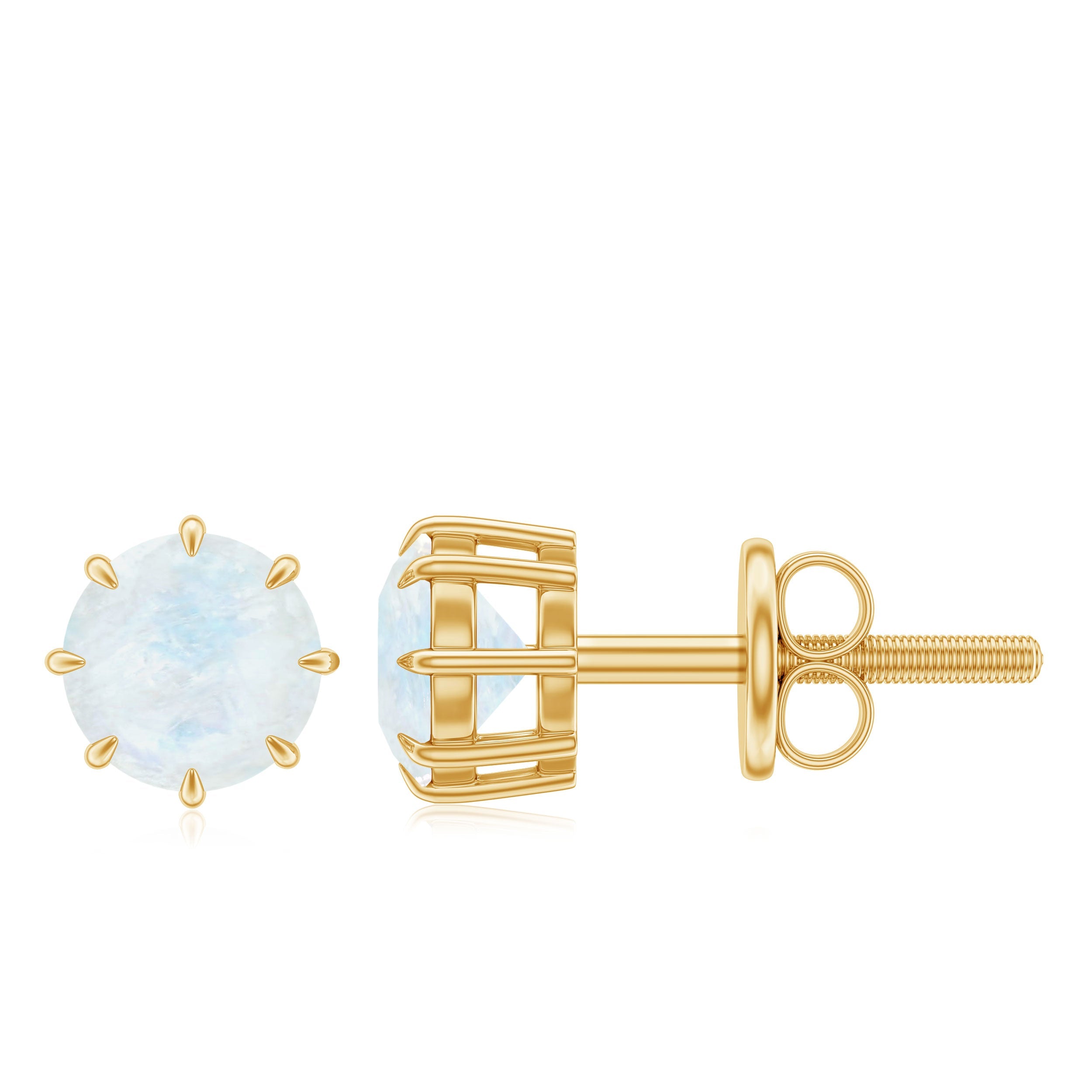 Real 0.7 Carat Moonstone Stud Earrings with Screw Back
