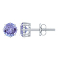 1 Carat Natural Tanzanite Round Stud Earrings for Women
