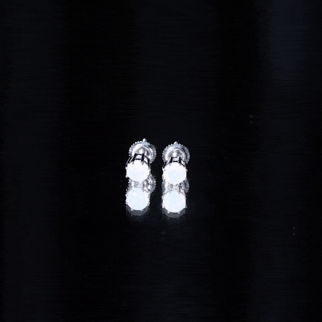 Natural Ethiopian Opal Solitaire Stud Earrings