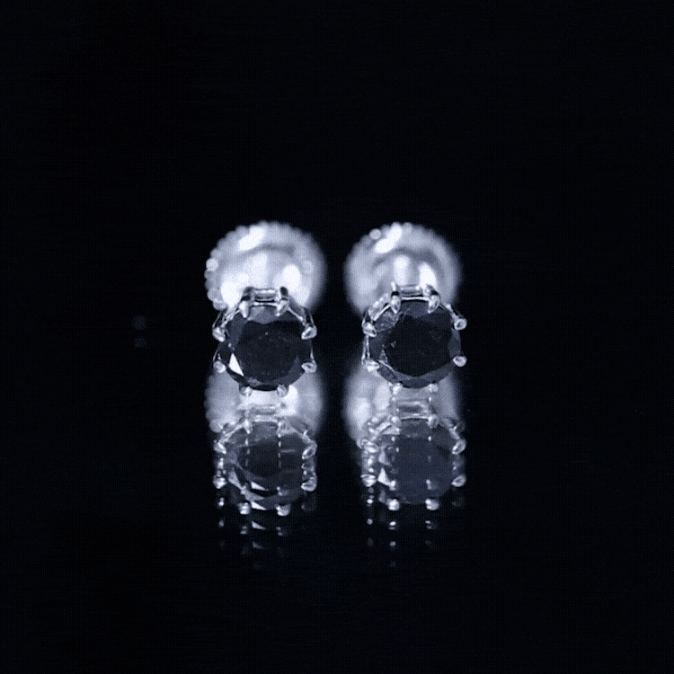 Solitaire 5MM Lab Created Black Diamond Stud Earrings