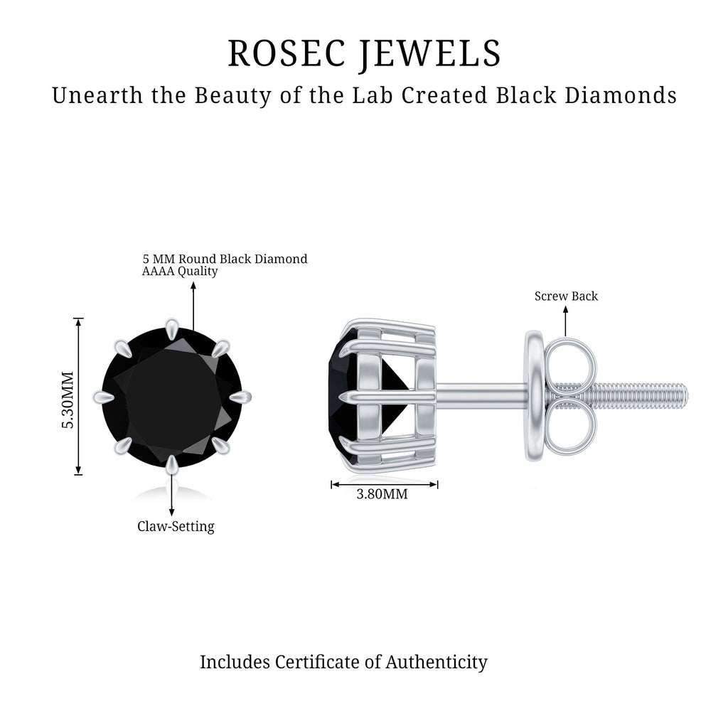 Solitaire 5MM Lab Created Black Diamond Stud Earrings