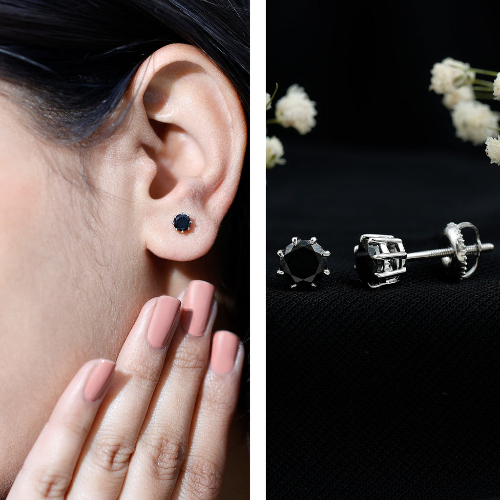 Solitaire 5MM Lab Created Black Diamond Stud Earrings