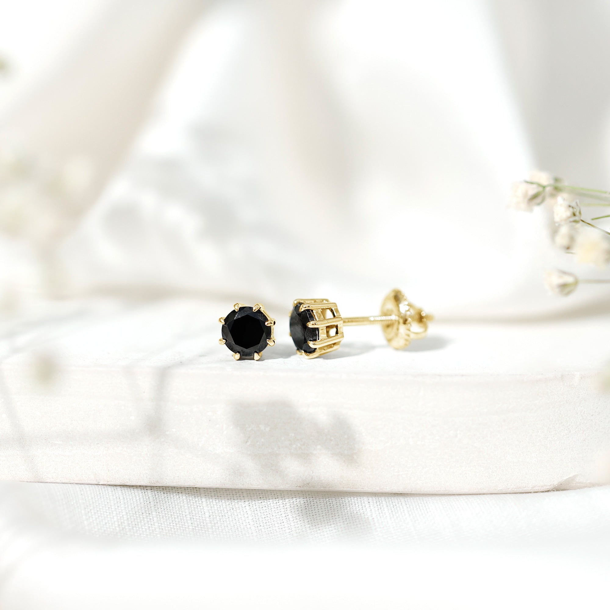 Solitaire 5MM Lab Created Black Diamond Stud Earrings
