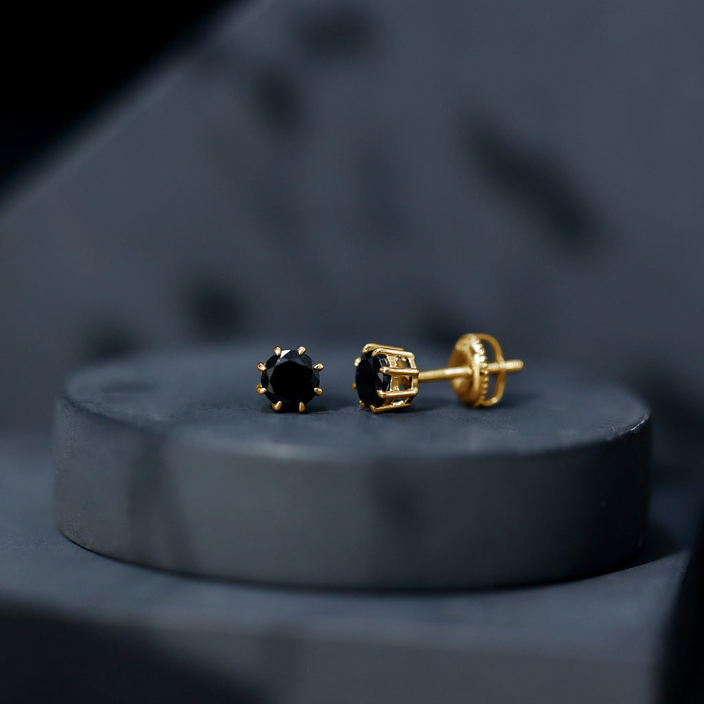 Solitaire 5MM Lab Created Black Diamond Stud Earrings
