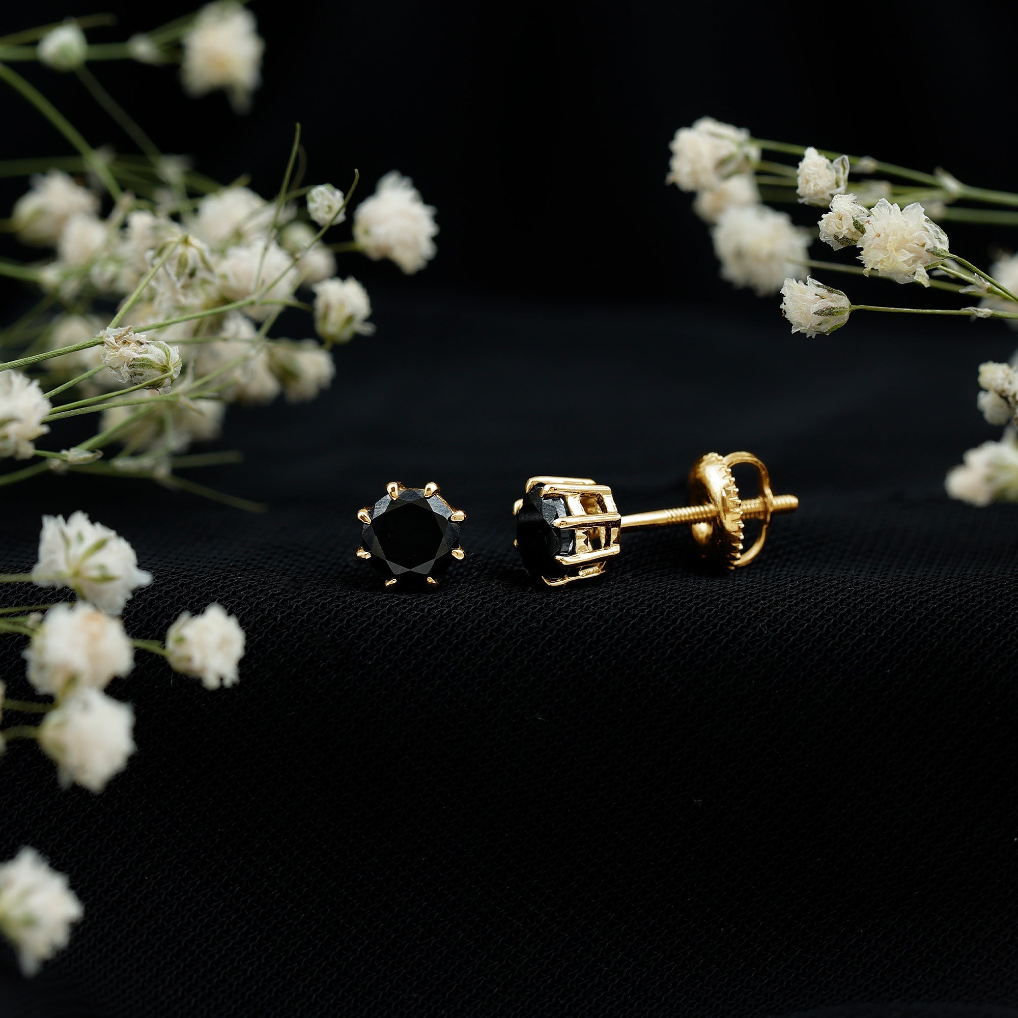 Solitaire 5MM Lab Created Black Diamond Stud Earrings