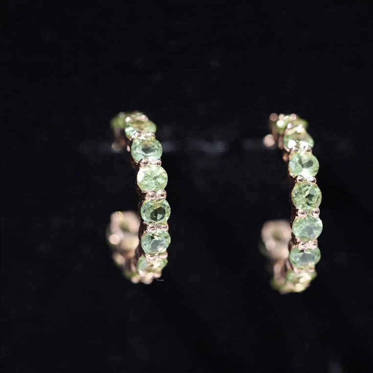 Natural 3.84 Carat Round Shape Peridot Hoop Earrings For Women