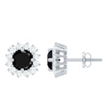Round Lab Created Black and White Diamond Halo Stud Earrings