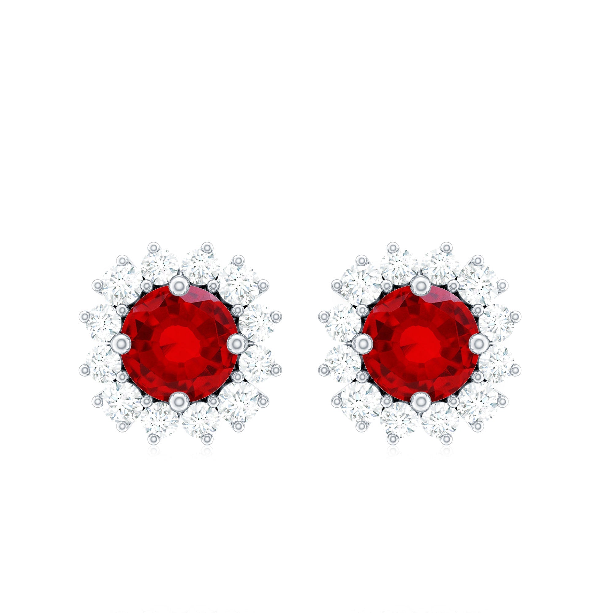 Lab Created Ruby and Diamond Everyday Stud Earrings for Women