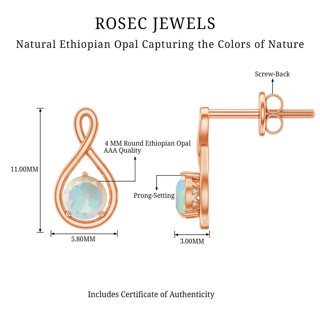 Genuine Ethiopian Opal Infinity Stud Earrings with Certificate