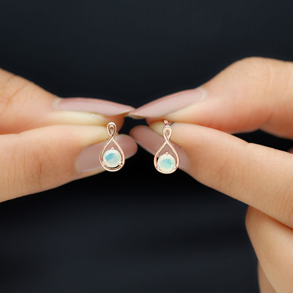 Genuine Ethiopian Opal Infinity Stud Earrings with Certificate