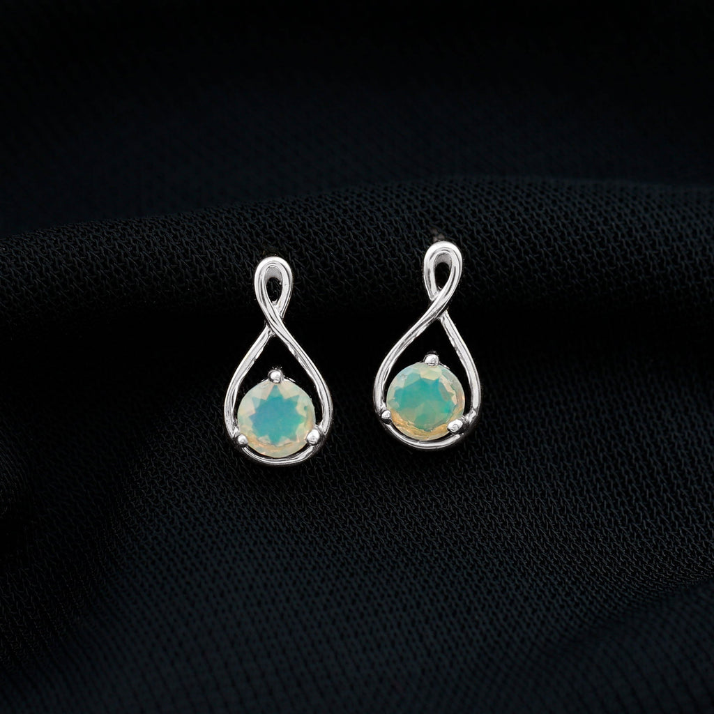 Genuine Ethiopian Opal Infinity Stud Earrings with Certificate
