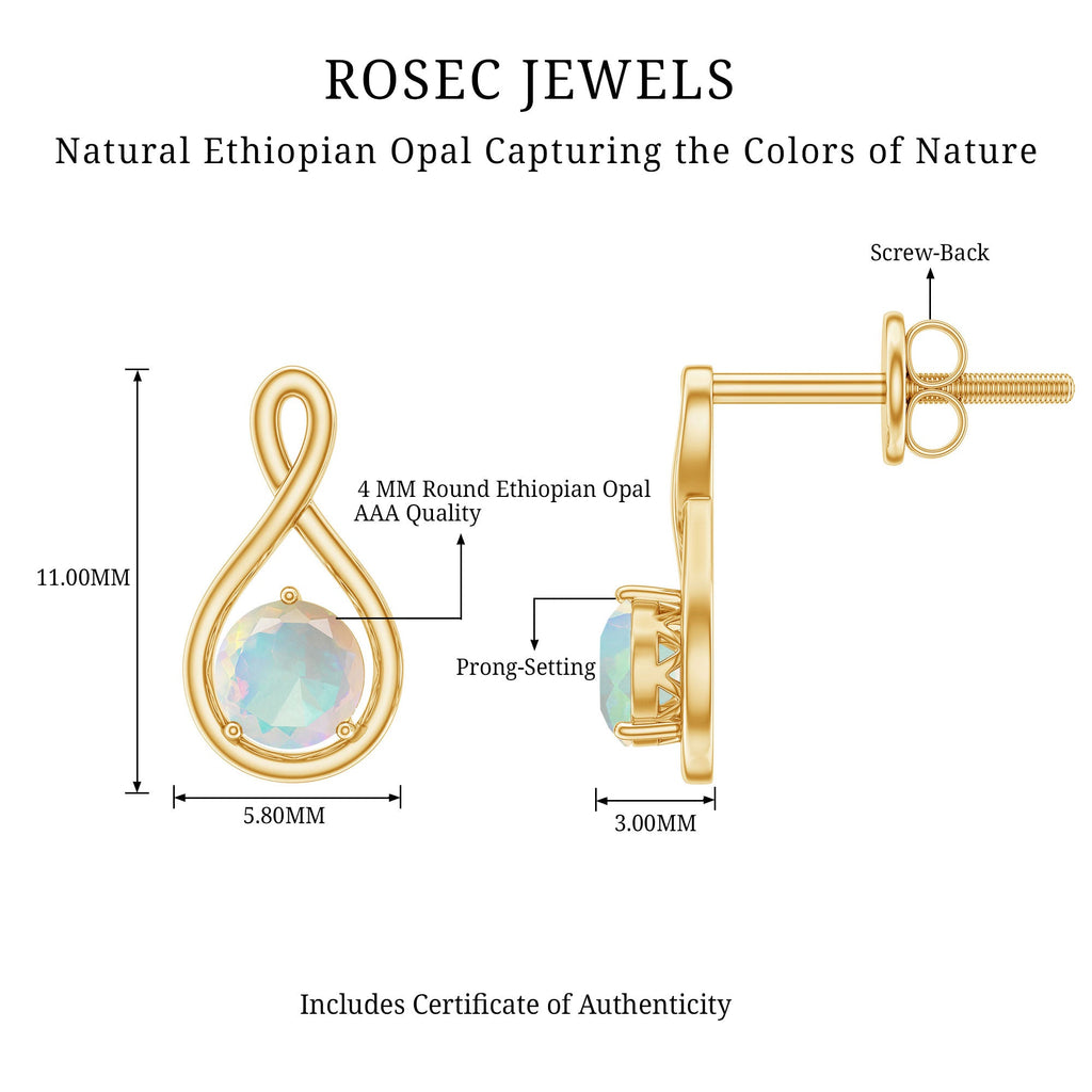 Genuine Ethiopian Opal Infinity Stud Earrings with Certificate