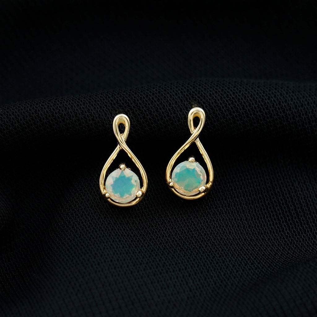 Genuine Ethiopian Opal Infinity Stud Earrings with Certificate