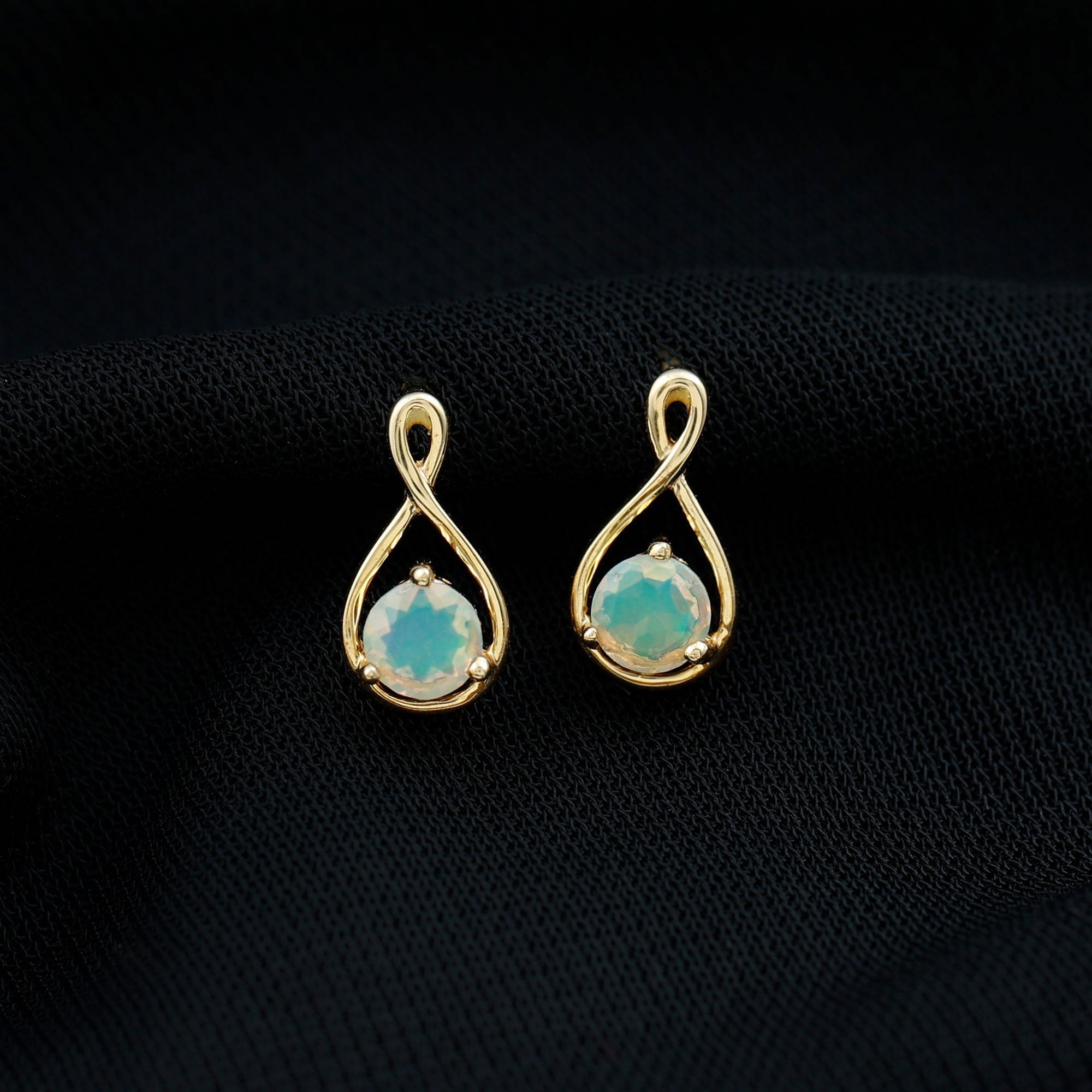 Genuine Ethiopian Opal Infinity Stud Earrings with Certificate