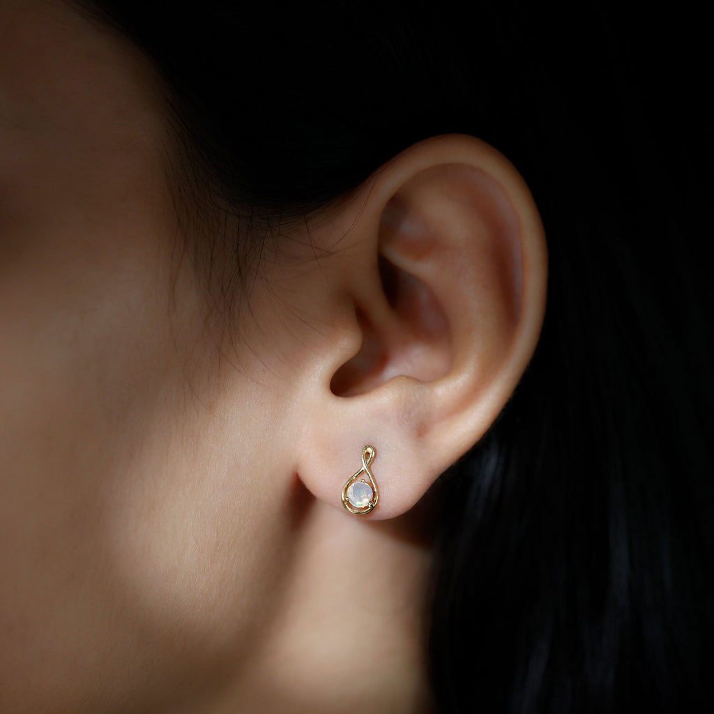 Genuine Ethiopian Opal Infinity Stud Earrings with Certificate