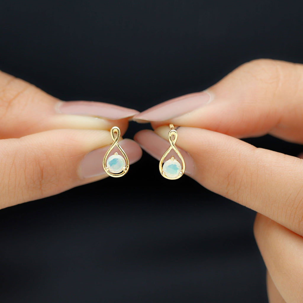 Genuine Ethiopian Opal Infinity Stud Earrings with Certificate